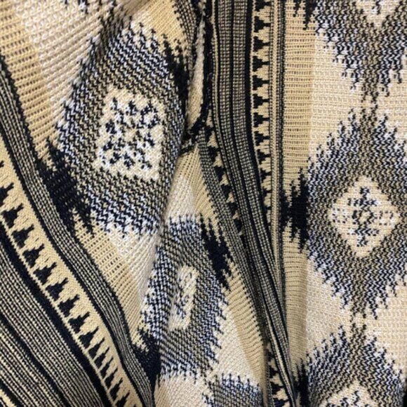 Dreamers Black Tan White Aztec Print Women's Open Cardigan Sweater M - Picture 4 of 11